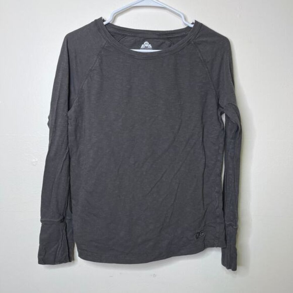 EMS Eastern Mountain Sports 100% Organic Cotton Top Womens M Gray Long Sleeve